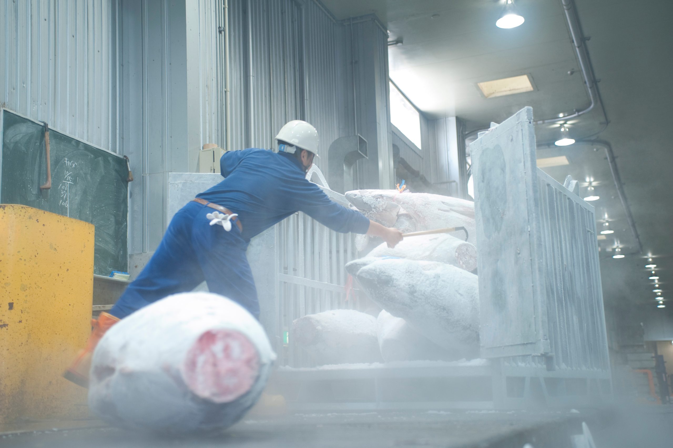 冷凍倉庫で働く男性